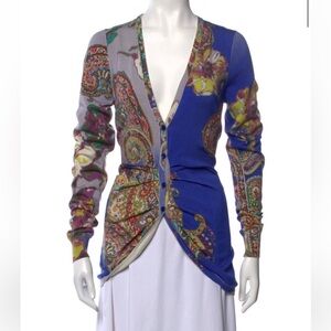 Etro Paisley Print V neck cardigan